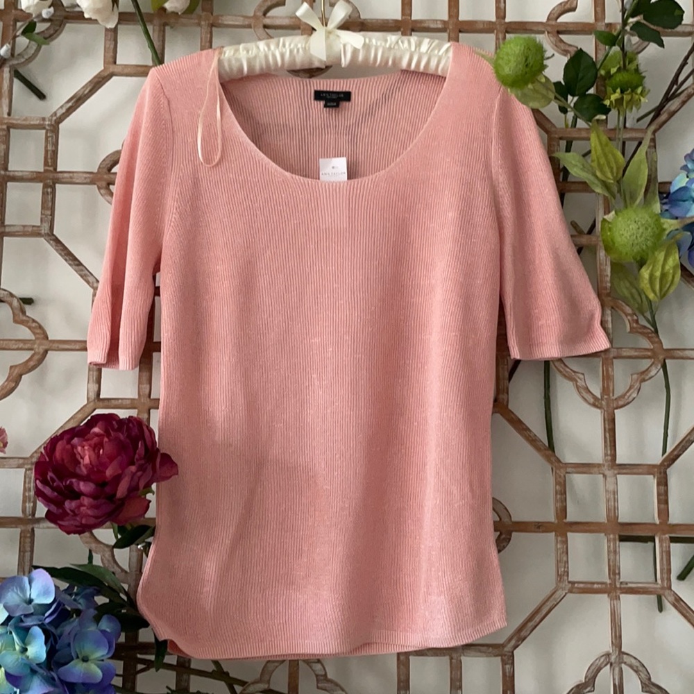 NWT Ann Taylor pink soft half sleeves top